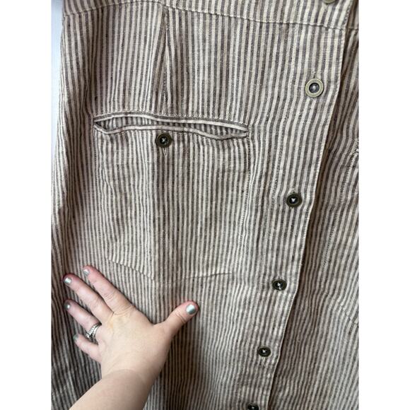 Gudrun Sjoden Brown Striped Pocket Dress Linen Organic Cotton Size S EUC - Picture 4 of 16